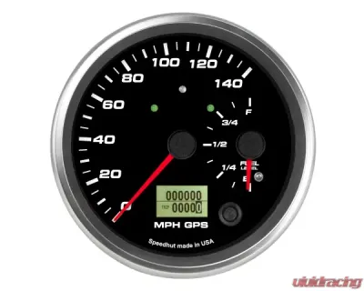 SpeedHut Dual Gauge - 140mph GPS Speedometer  Fuel Level with Turn Signal and High Beam - GR4.5-DUALGPS-SF-06T