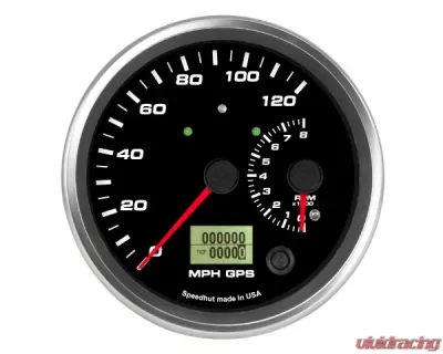 SpeedHut Dual Gauge - 120mph GPS Speedometer  8K Tachometer with Turn Signal and High Beam - GR4.5-DUALGPS-ST-01T