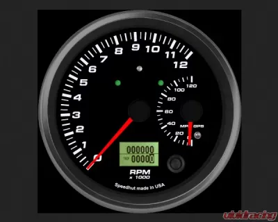 SpeedHut Dual Gauge - 12K Tachometer  120 mph GPS Speedometer with Turn Signal and High Beam - GR4.5-DUALGPS-TS-02T