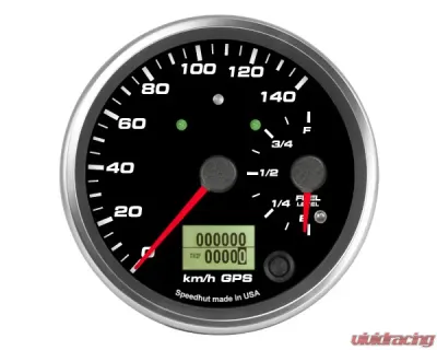 SpeedHut Dual Gauge - 140kmh Metric GPS Speedometer  Fuel level with Turn Signal and High Beam - GRM4-DUALGPS-SF-02T
