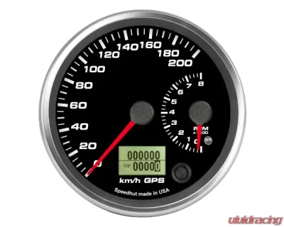 SpeedHut Dual Gauge - 200kmh Metric GPS Speedometer  8K Tachometer - GRM4-DUALGPS-ST-01
