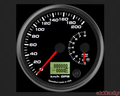 SpeedHut Dual Gauge - 200kmh Metric GPS Speedometer  8K Tachometer - GRM4-DUALGPS-ST-01