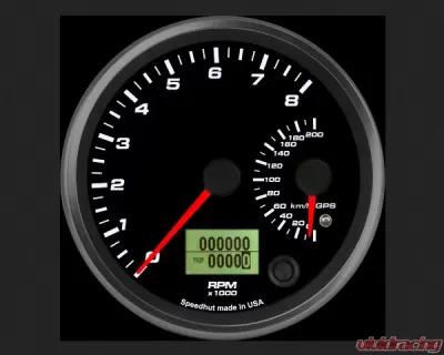 SpeedHut Dual Gauge - 8K Tachometer  200kmh Metric GPS Speedometer - GRM4-DUALGPS-TS-01