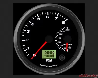 SpeedHut Dual Gauge - 8K Tachometer   260kmh Metric GPS Speedometer - GRM4.5-DUALGPS-TS-03