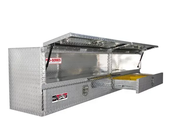 Westin Automotive Brute Pro-Series Tool Box Aluminum High Cap 96in Stake Bed Contractor TopSider with Bottom Drawers - 80-TB400-96D-BD
