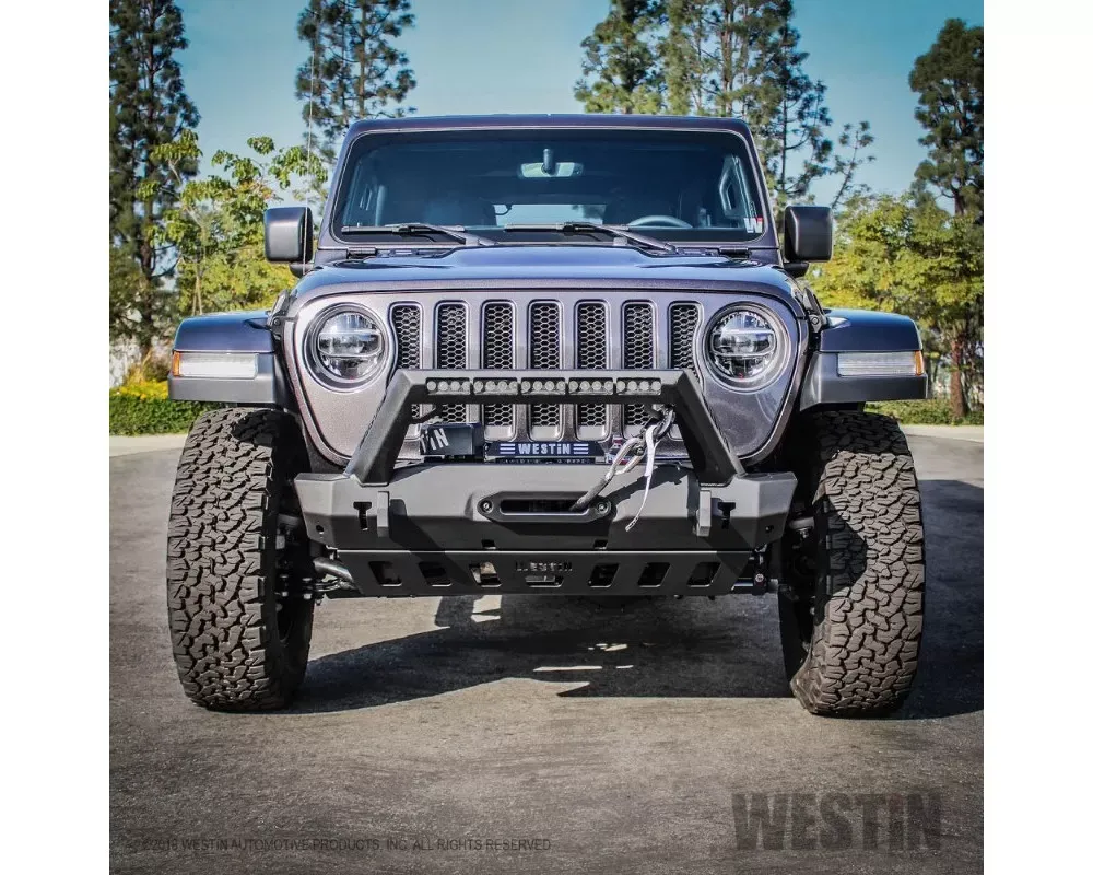 Westin WJ2 Stubby Front Bumper w/ LED Light Bar Mount Jeep Wrangler JL 2018-2019 - 59-80085