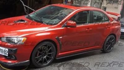 Rexpeed Type-1 Carbon Fiber Side Skirt Extensions Mitsubishi EVO 10                                     - R110C - Image 4