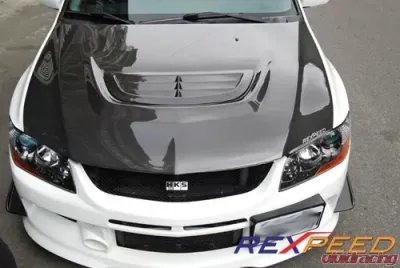 Rexpeed Carbon Fiber Hood Center Vent Mitsubishi EVO 8-9 - R53