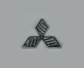 Rexpeed Silver Carbon Fiber Mitsubishi Emblem 5x5cm