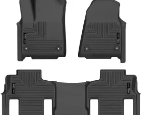 Husky Liners Front & 2nd Seat Floor Liners for Jeep Grand Wagoneer 2022, Black, Rubber