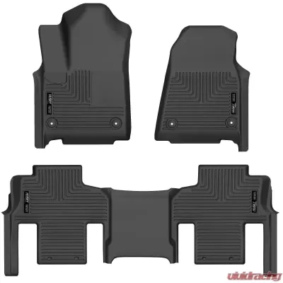 Husky Liners Front & 2nd Seat Floor Liners for Jeep Grand Wagoneer 2022, Black, Rubber - 99111