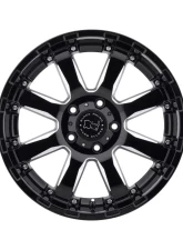 Black Rhino Sierra Gloss Black w/ Milled Spokes Wheel 17x9 5x127|5x5 -12mm CB78                                     - 1790SRA-25127B78 - Image 3