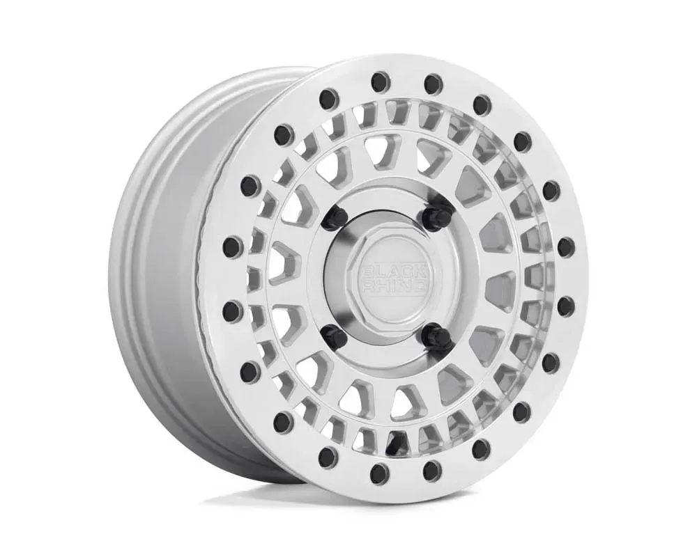 Black Rhino Powersports Parker Beadlock UTV Wheel 14x7 4x137 36mm Silver w/Mirror Cut Face - 1470PKB364136S06