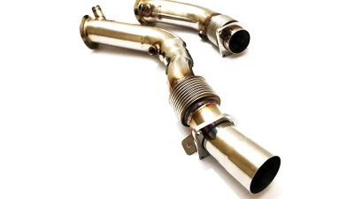 Status Gruppe Polished Stainless Steel S55 Race Downpipes w/ Bellow Add-On BMW M3 | M4 F8X M4 2015-2020                                     - SGS55DPSSWB - Image 6