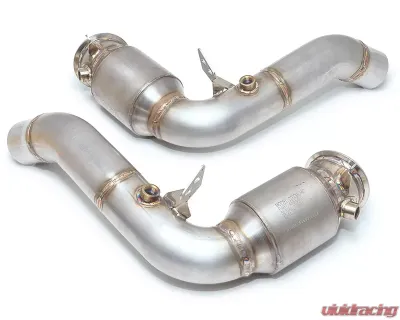 Evolution Racewerks Sports Series 4-Inch 200 Cell High Flow Catted Downpipe Polished Finish BMW X6M S63TU 15-18 - BM-EXH017PCAT