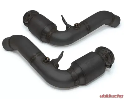 Evolution Racewerks Sports Series 4-Inch 200 Cell High Flow Catted Downpipe Thermal Coated Black Finish BMW X6M S63TU 15-18 - BM-EXH017TBCAT