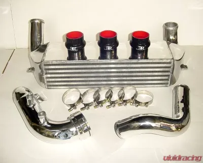 Evolution Racewerks Competition Anodized Black Finish with Polished Piping Standard Front Mount Intercooler Kit BMW 135i N54 2008 - BM-FMIC001BP2