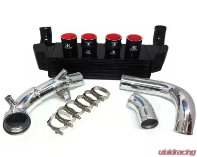 Evolution Racewerks Sports Anodized Black Finish Finish with Polished Piping Standard Front Mount Intercooler Kit BMW 535i E60 N54 08-10 - BM-FMIC004BP2