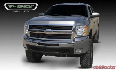 Silverado HD Grille Overlay 07-10 Chevrolet Silverado HD Aluminum Powdercoat Black 2 Piece Billet Series T-REX Grilles - 21112B