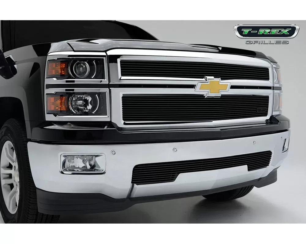 2014-2015 Silverado 1500 Billet Grille, Black, 2 Pc, Overlay - PN #21117B - 21117B