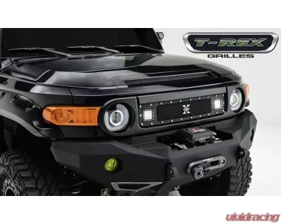 2007-2014 Toyota FJ Cruiser Torch Grille, Black, 1 Pc, Insert, Chrome Studs, Incl. (2) 3" LED Cube Lights - PN #6319321 - 6319321
