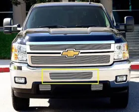 2011-2014 Silverado HD Billet Bumper Grille, Polished, 2 Pc, Bolt-On, Top Bumper Opening - PN #25114