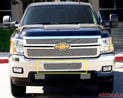 2011-2014 Silverado HD Billet Bumper Grille, Polished, 2 Pc, Bolt-On, Top Bumper Opening - PN #25114 - 25114