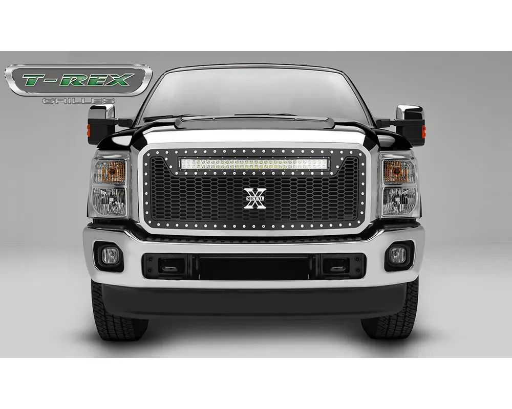 2011-2016 Super Duty Laser Torch Grille, Black, 1 Pc, Insert, Chrome Studs, Incl. (1) 30" LED - PN #7315461 - 7315461