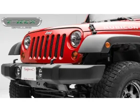 2007-2018 Jeep JK, JKU Sport Grille, Black, 1 Pc, Bolt-On, with Accommodating Hood Lock Outlet  - PN #46482