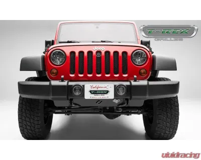 2007-2018 Jeep JK, JKU Sport Grille, Black, 1 Pc, Bolt-On, with Accommodating Hood Lock Outlet  - PN #46482 - 46482