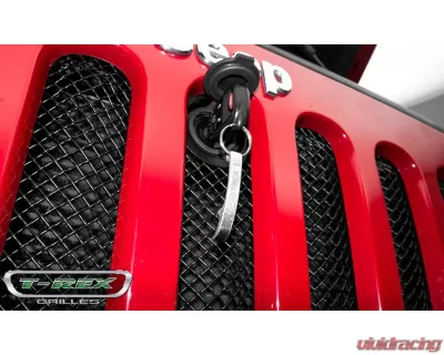 2007-2018 Jeep JK, JKU Sport Grille, Black, 1 Pc, Bolt-On, with Accommodating Hood Lock Outlet  - PN #46482 - 46482