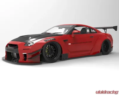 Liberty Walk CFRP Front Bumper and Diffuser Nissan GTR 2009-2021 - LBW-GTRFBD-001-CFRP