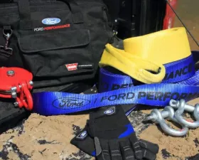 Ford Racing WARN Heavy Duty Recovery Kit for 4x4 Vehicles, Includes Recovery Strap and Gloves