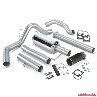 Banks Power Black Round Tip Single Exit Monster Exhaust System Dodge 5.9L CCLB No Catalytic Converter 2003-2004 - 48643-B
