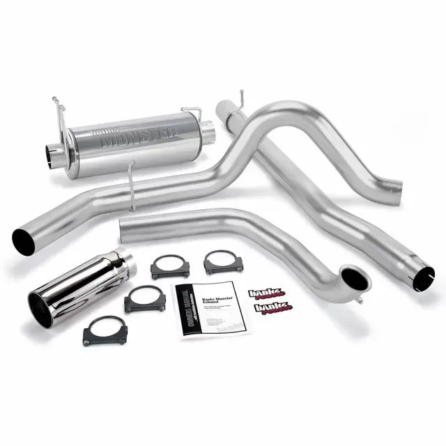 Banks Power Chrome Round Tip Single Exit Monster Exhaust System Ford Excursion 7.3L 2000-2003 - 48653