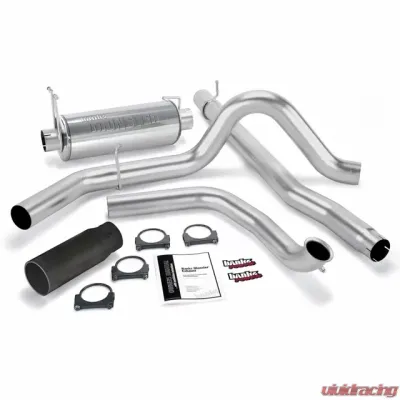 Banks Power Black Round Tip Single Exit Monster Exhaust System Ford 7.3L Truck W/Catalytic Converter 1999 - 48655-B