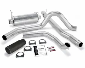 Banks Power Black Round Tip Single Exit Monster Exhaust System Ford without Catalytic Converter 7.3L 1999-2003