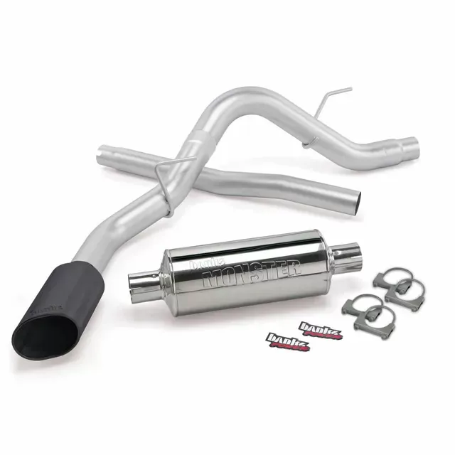 Banks Power Black Ob Round Tip Single Exit Monster Exhaust System Ford F-150 3.5L EcoBoost 5.0 6.2L all Cab/Bed 2011-2014 - 48761-B