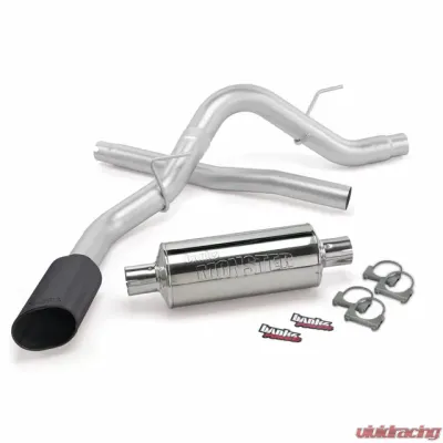 Banks Power Black Ob Round Tip Single Exit Monster Exhaust System Ford F-150 3.5L EcoBoost 5.0 6.2L all Cab/Bed 2011-2014 - 48761-B