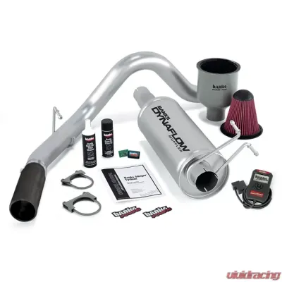 Banks Power Black Tip Single Exit Exhaust Stinger Bundle Power System W/AutoMind Chip Ford EC/CC and Crew Cab 6.8L 1999-2004 - 49405-B