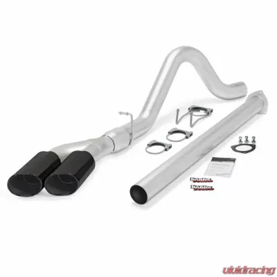 Banks Power Dual Black Ob Round Tips Single Exit Monster Exhaust System Ford F250 | F350 | 450 CCSB-LB 6.7L 2011-2014 - 49789-B