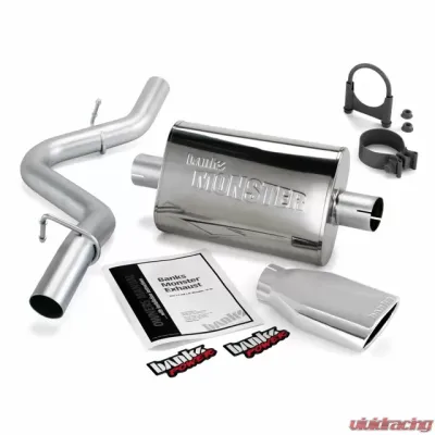 Banks Power Chrome Ob Round Tip Single Exit Monster Exhaust System Jeep Wrangler 2.5/4.0L 1997-1999 - 51312