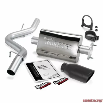 Banks Power Black Ob Round Tip Single Exit Monster Exhaust System Jeep 2.5/4.0L Wrangler 2000-2003 - 51313-B