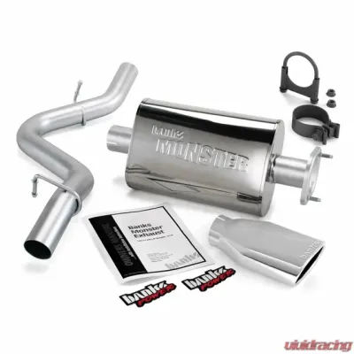 Banks Power Chrome Ob Round Tip Single Exit Monster Exhaust System Jeep Wrangler 4.0L Unlimited LJ 2004-2006 - 51315