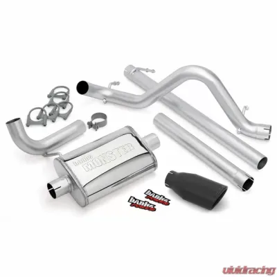 Banks Power Black Ob Round Tip Single Exit Monster Exhaust System Jeep 3.8L Wrangler Unlimited 4 Door 2007-2011 - 51322-B