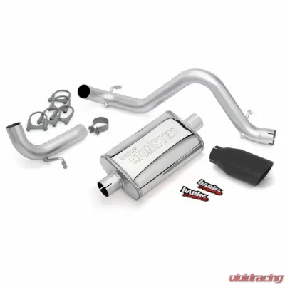 Banks Power Black Ob Round Tip Single Exit Monster Exhaust System Jeep 3.6L Wrangler JK 2 Door 2012-2018 - 51342-B