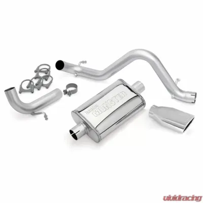 Banks Power Chrome Ob Round Tip Single Exit Monster Exhaust System Jeep Wrangler JK All 2 Door 3.6L 2012-2018 - 51342