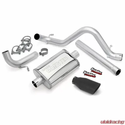 Banks Power Black Ob Round Tip Single Exit Monster Exhaust System Jeep 3.6L Wrangler JK Unlimited 4 Door 2012-2018 - 51343-B