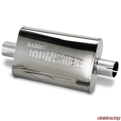 Banks Power Stainless Steel 2.5 Inch Inlet and Outlet Exhaust Muffler W/adapter Jeep Wrangler 4.0L 1991-1999 - 52636