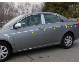 Quality Automotive Accessories 14-Piece Stainless Steel Body Side Molding Accent Trim Toyota Corolla 4-Door Sedan 2009-2013